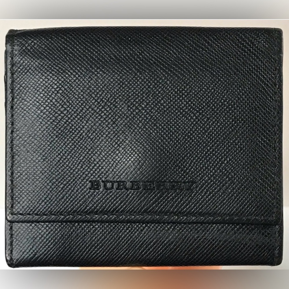 Burberry EUC Black Leather Cardholder And Coin Wallet via